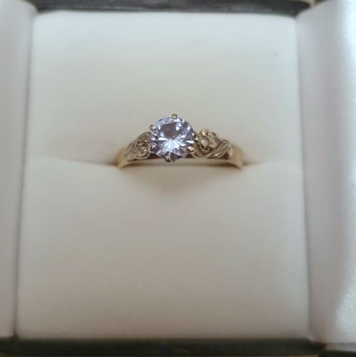 ART DECO 1930S 1CT AQUAMARINE DIAMOND 9CT GOLD RING SIZE P - ADDITIONAL PHOTO 2