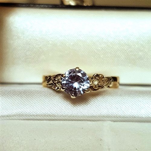 ART DECO 1930S 1CT AQUAMARINE DIAMOND 9CT GOLD RING SIZE P - ADDITIONAL PHOTO 3