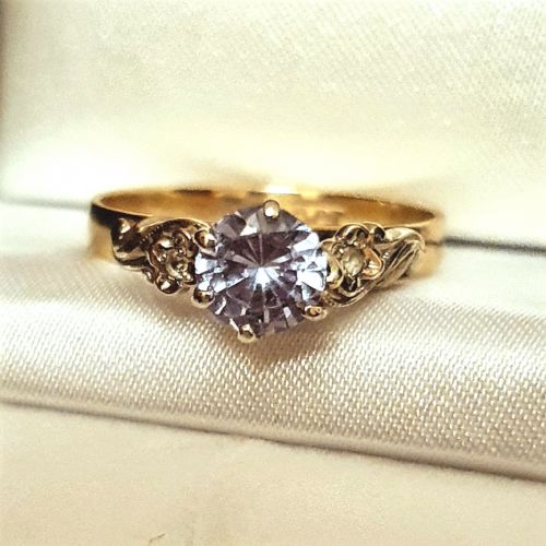 ART DECO 1930S 1CT AQUAMARINE DIAMOND 9CT GOLD RING SIZE P - ADDITIONAL PHOTO 4
