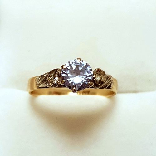 ART DECO 1930S 1CT AQUAMARINE DIAMOND 9CT GOLD RING SIZE P - ADDITIONAL PHOTO 8