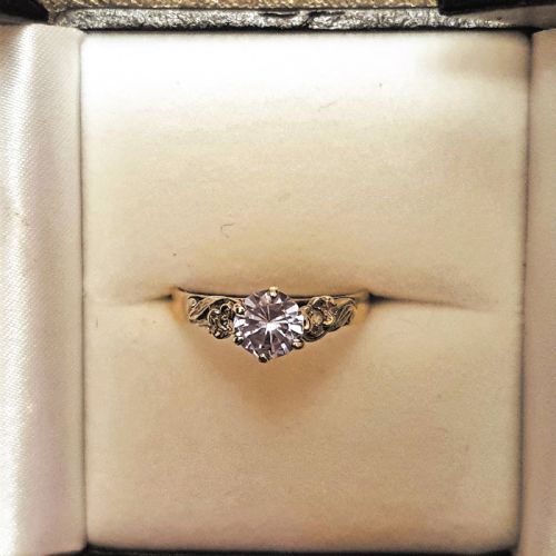 ART DECO 1930S 1CT AQUAMARINE DIAMOND 9CT GOLD RING SIZE P - ADDITIONAL PHOTO 9