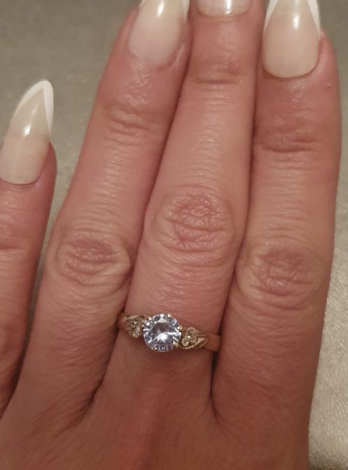 ART DECO 1930S 1CT AQUAMARINE DIAMOND 9CT GOLD RING SIZE P - ADDITIONAL PHOTO 10
