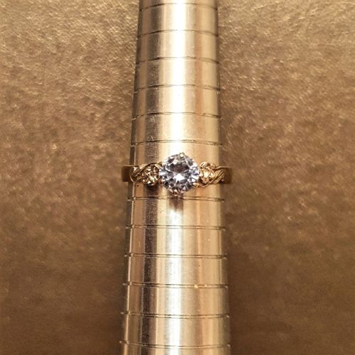 ART DECO 1930S 1CT AQUAMARINE DIAMOND 9CT GOLD RING SIZE P - ADDITIONAL PHOTO 11