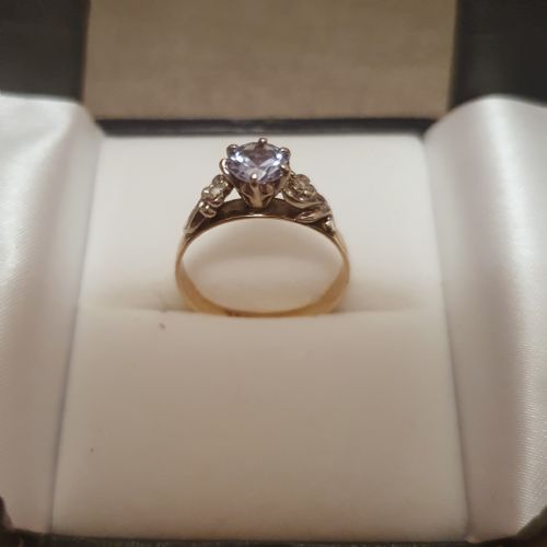 ART DECO 1930S 1CT AQUAMARINE DIAMOND 9CT GOLD RING SIZE P - ADDITIONAL PHOTO 14