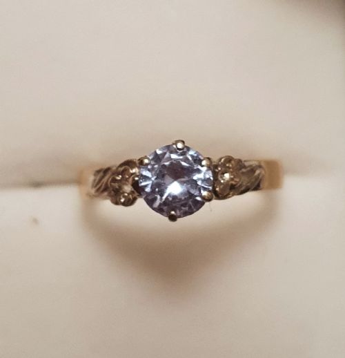 ART DECO 1930S 1CT AQUAMARINE DIAMOND 9CT GOLD RING SIZE P - ADDITIONAL PHOTO 15