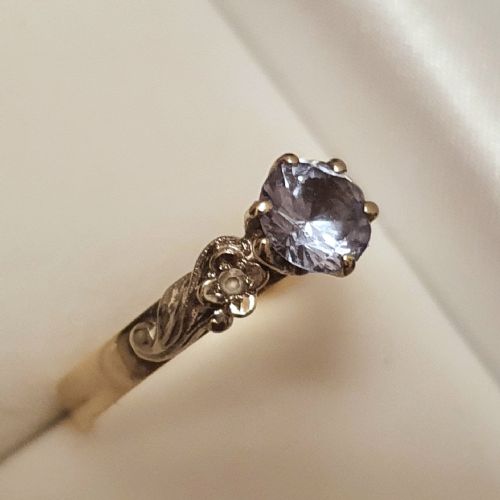 ART DECO 1930S 1CT AQUAMARINE DIAMOND 9CT GOLD RING SIZE P - ADDITIONAL PHOTO 16