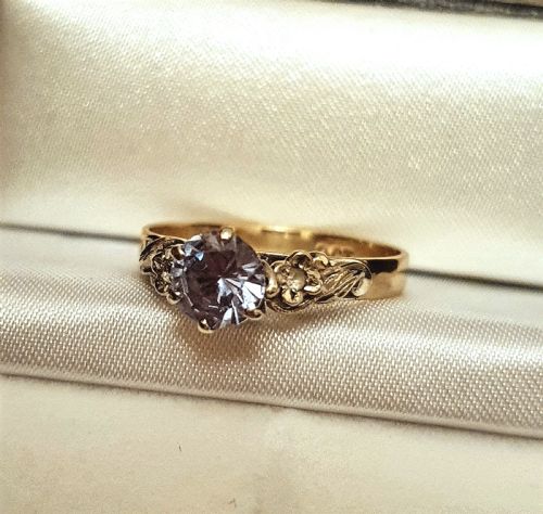 ART DECO 1930S 1CT AQUAMARINE DIAMOND 9CT GOLD RING SIZE P - ADDITIONAL PHOTO 17