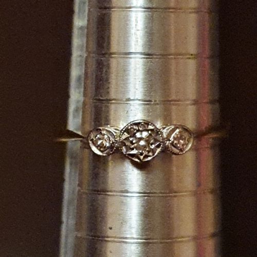 ART DECO DIAMOND GEOMETRIC PLATINUM 9CT GOLD RING SIZE N - ADDITIONAL PHOTO 2