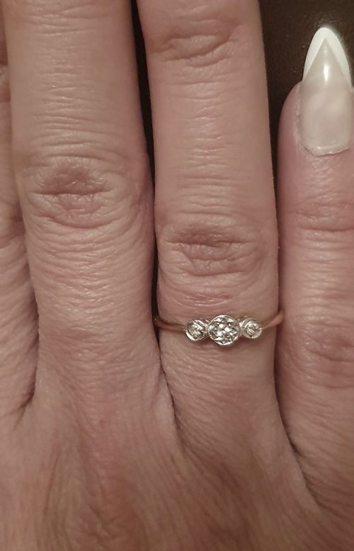 ART DECO DIAMOND GEOMETRIC PLATINUM 9CT GOLD RING SIZE N - ADDITIONAL PHOTO 3