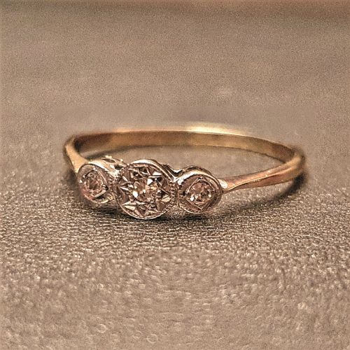ART DECO DIAMOND GEOMETRIC PLATINUM 9CT GOLD RING SIZE N - ADDITIONAL PHOTO 5