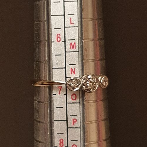 ART DECO DIAMOND GEOMETRIC PLATINUM 9CT GOLD RING SIZE N - ADDITIONAL PHOTO 4