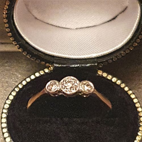 ART DECO DIAMOND GEOMETRIC PLATINUM 9CT GOLD RING SIZE N - ADDITIONAL PHOTO 6