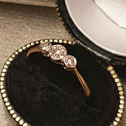 ART DECO DIAMOND GEOMETRIC PLATINUM 9CT GOLD RING SIZE N - ADDITIONAL PHOTO 7