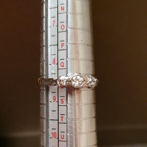 ART DECO OLD CUT DIAMOND 18CT GOLD PLATINUM GALLERY SET RING SIZE R - ADDITIONAL PHOTO 6