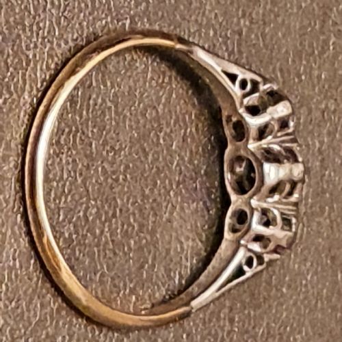 ART DECO OLD CUT DIAMOND 18CT GOLD PLATINUM GALLERY SET RING SIZE R - ADDITIONAL PHOTO 9