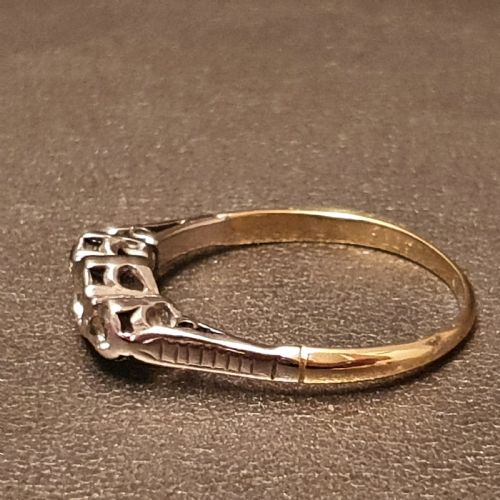 ART DECO OLD CUT DIAMOND 18CT GOLD PLATINUM GALLERY SET RING SIZE R - ADDITIONAL PHOTO 10