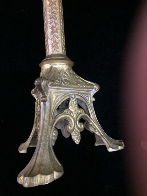 PAIR OF 19TH CENTURY GILDED FRENCH CHURCH CANDLESTICKS - ADDITIONAL PHOTO 2