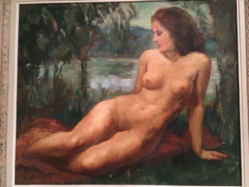 MAURICE CALLEWAERT BELGIAN ARTIST 20TH CENTURY LARGE ART DECO NUDE OIL ON CANVAS C1930 - ADDITIONAL PHOTO 8