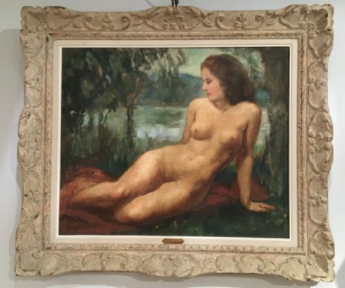maurice callewaert belgian artist 20th century large art deco nude oil on canvas c1930 - CATEGORY: ANTIQUE ART - DATED 1930