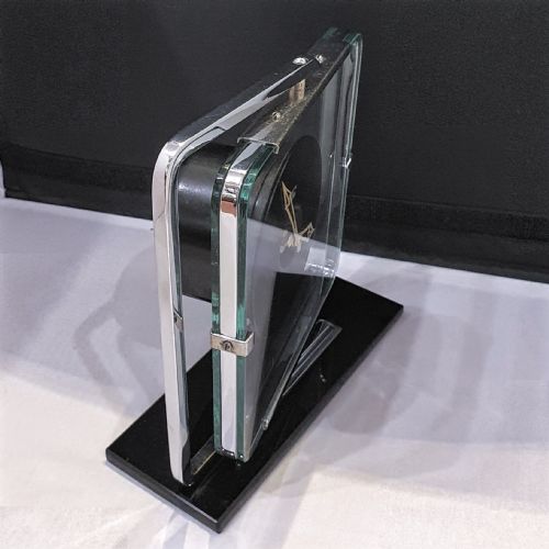 SWIVEL ART DECO CLOCK BLACK GLASS CHROME SMITHS ELECTRIC CONVERTED TO QUARTZ MOVEMENT - ADDITIONAL PHOTO 5
