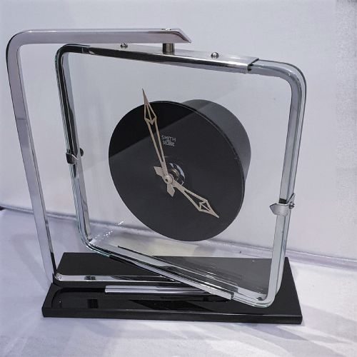 SWIVEL ART DECO CLOCK BLACK GLASS CHROME SMITHS ELECTRIC CONVERTED TO QUARTZ MOVEMENT - ADDITIONAL PHOTO 9