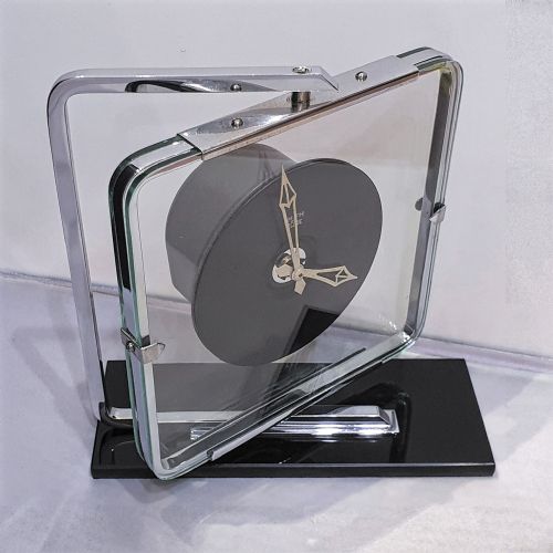 SWIVEL ART DECO CLOCK BLACK GLASS CHROME SMITHS ELECTRIC CONVERTED TO QUARTZ MOVEMENT - ADDITIONAL PHOTO 10