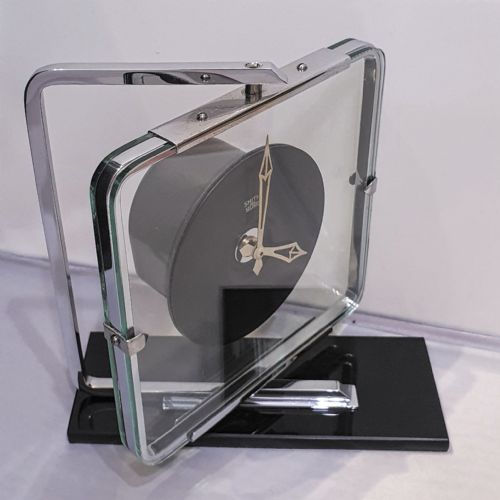 SWIVEL ART DECO CLOCK BLACK GLASS CHROME SMITHS ELECTRIC CONVERTED TO QUARTZ MOVEMENT - ADDITIONAL PHOTO 13