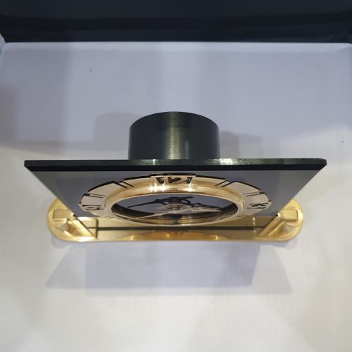 ART DECO CLOCK BLACK GLASS BRASS BRITISH ELECTRIC METERS CONVERTED TO QUARTZ MANTEL CLOCK - ADDITIONAL PHOTO 4