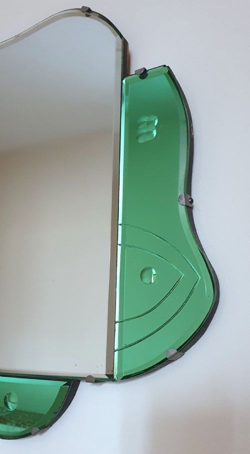 ART DECO MIRROR WITH RARE GREEN GLASS FRAME C1930 - ADDITIONAL PHOTO 7