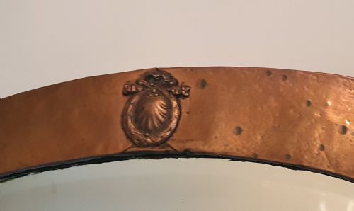 ARTS CRAFTS HAND HAMMERED COPPER OVAL WALL MIRROR C1910 LIVERPOOL PHILHARMONIC HALL RECLAMATION - ADDITIONAL PHOTO 2