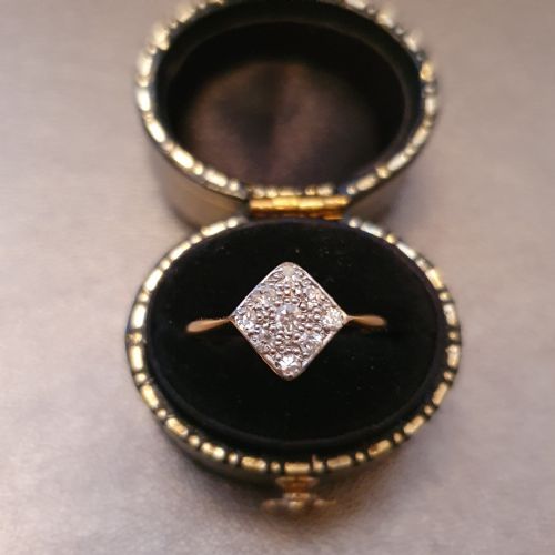 ART DECO RING DIAMOND PANEL LOZENGE ON 9CT GOLD SIZE K - ADDITIONAL PHOTO 5
