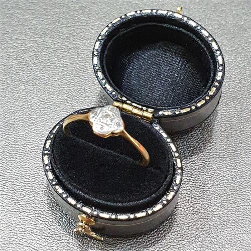 ART DECO RING DIAMOND PLATINUM 18CT GOLD RING FLOWER DESIGN SIZE Q Q - ADDITIONAL PHOTO 3