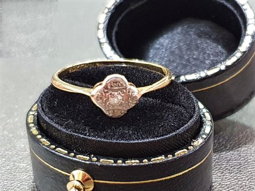 ART DECO RING DIAMOND PLATINUM 18CT GOLD RING FLOWER DESIGN SIZE Q Q - ADDITIONAL PHOTO 10
