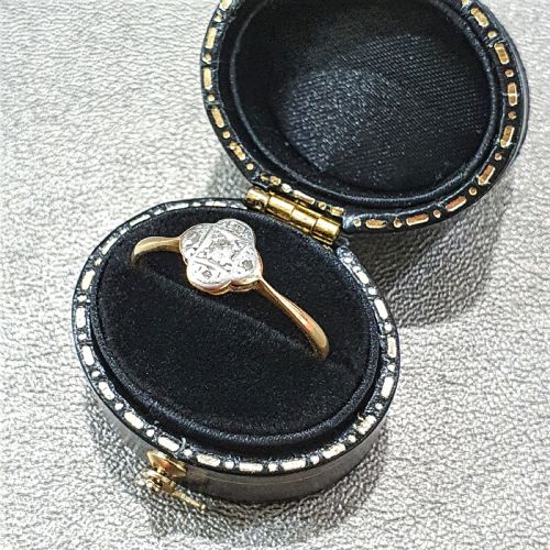 ART DECO RING DIAMOND PLATINUM 18CT GOLD RING FLOWER DESIGN SIZE Q Q - ADDITIONAL PHOTO 11