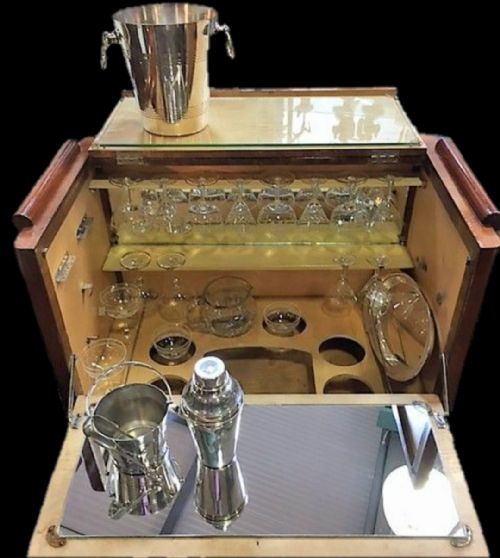Art Deco Cocktail Cabinet with Glassware & Accessories C.1930