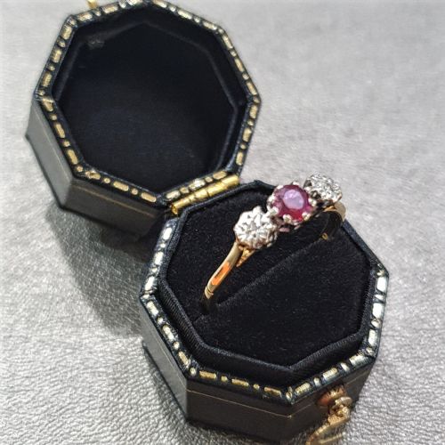 VINTAGE RUBY DIAMOND RING 18CT GOLD SIZE N - ADDITIONAL PHOTO 6