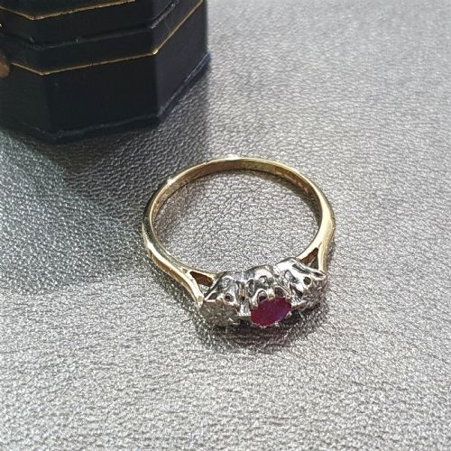 VINTAGE RUBY DIAMOND RING 18CT GOLD SIZE N - ADDITIONAL PHOTO 8