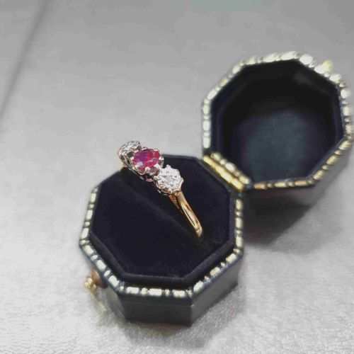VINTAGE RUBY DIAMOND RING 18CT GOLD SIZE N - ADDITIONAL PHOTO 7