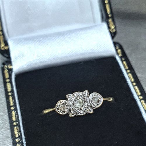 ART DECO RING DIAMOND 18CT PLATINUM C191520 SIZE L - ADDITIONAL PHOTO 6