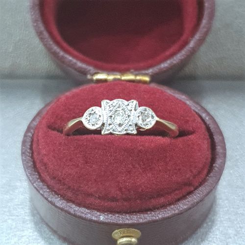 ART DECO RING DIAMOND 18CT PLATINUM C191520 SIZE L - ADDITIONAL PHOTO 1