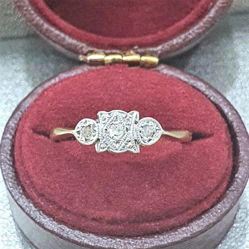 ART DECO RING DIAMOND 18CT PLATINUM C191520 SIZE L - ADDITIONAL PHOTO 2