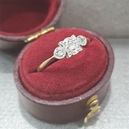 ART DECO RING DIAMOND 18CT PLATINUM C191520 SIZE L - ADDITIONAL PHOTO 3