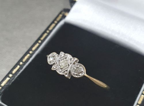 ART DECO RING DIAMOND 18CT PLATINUM C191520 SIZE L - ADDITIONAL PHOTO 10