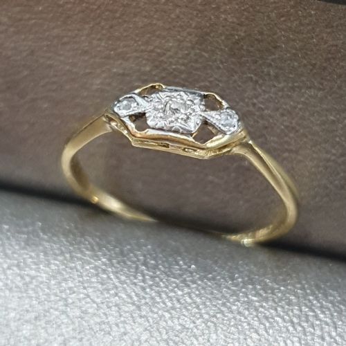 EDWARDIAN ART DECO DIAMOND PLATINUM 18CT GOLD RING SIZE P - ADDITIONAL PHOTO 2