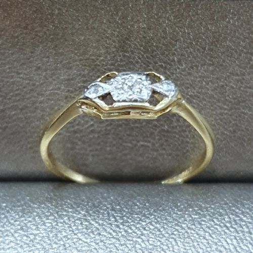 EDWARDIAN ART DECO DIAMOND PLATINUM 18CT GOLD RING SIZE P - ADDITIONAL PHOTO 3