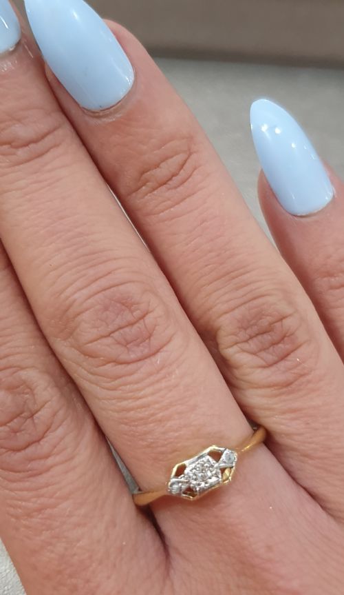 EDWARDIAN ART DECO DIAMOND PLATINUM 18CT GOLD RING SIZE P - ADDITIONAL PHOTO 4