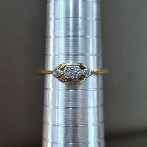 EDWARDIAN ART DECO DIAMOND PLATINUM 18CT GOLD RING SIZE P - ADDITIONAL PHOTO 6