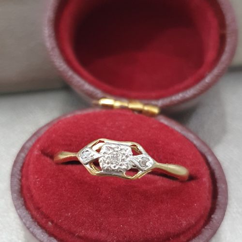 EDWARDIAN ART DECO DIAMOND PLATINUM 18CT GOLD RING SIZE P - ADDITIONAL PHOTO 7