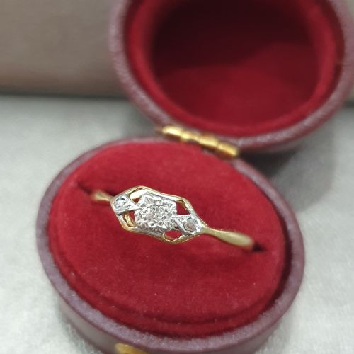 EDWARDIAN ART DECO DIAMOND PLATINUM 18CT GOLD RING SIZE P - ADDITIONAL PHOTO 8