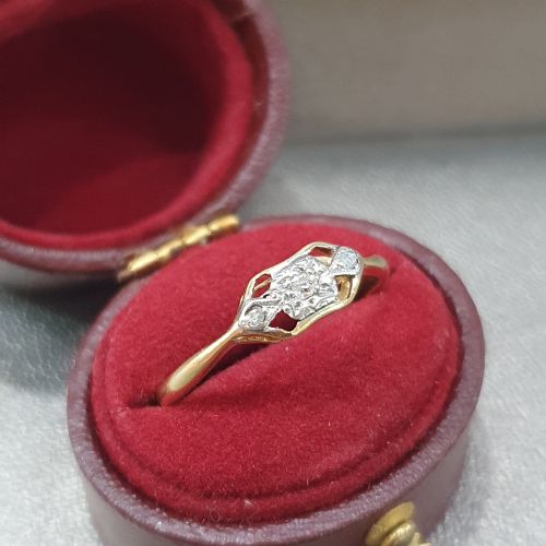 EDWARDIAN ART DECO DIAMOND PLATINUM 18CT GOLD RING SIZE P - ADDITIONAL PHOTO 9